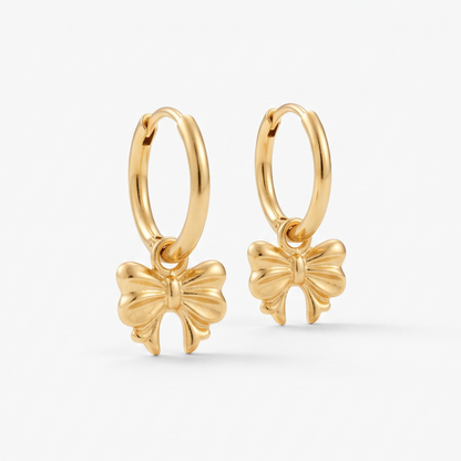 CHLOE Bow Charm Huggie Hoop Earrings