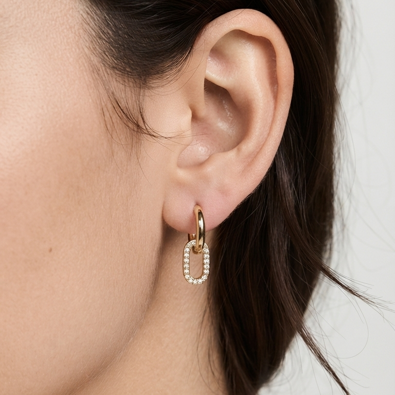 EUDORA PAVÉ LINK HUGGIE HOOP