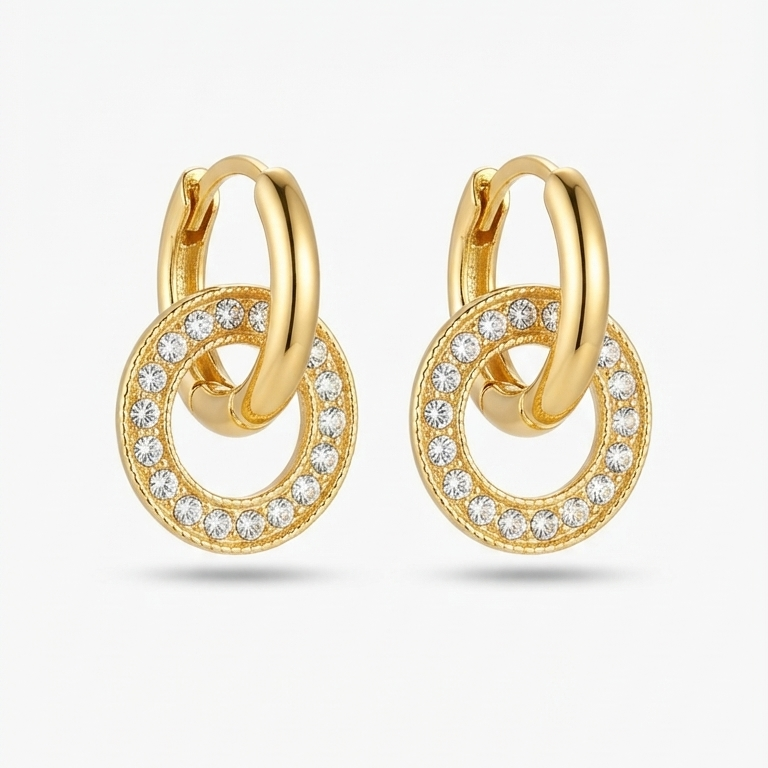 OLYMPIA Pavé Disc Interlocked Hoop Earrings