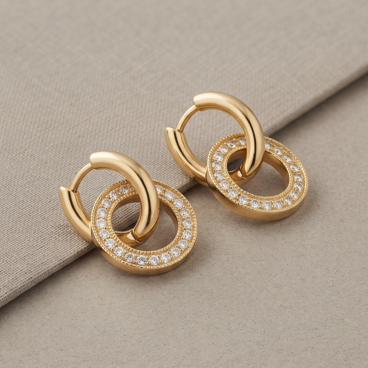 OLYMPIA Pavé Disc Interlocked Hoop Earrings lifestyle shot